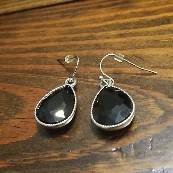 Silver Black Bracelet Teardrop Earrings - Picture 3 of 3